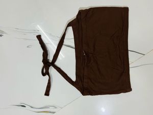Brown Halter Neck Crop Top