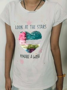 White Colour Sequnce Top For Girls
