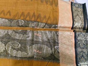 Elegant Mustard Saree with Floral Border