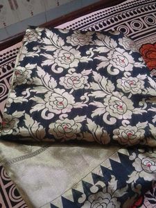 Black Floral Brocade Saree