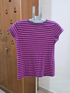 Pink &amp; Navy Striped T-Shirt