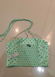 Polka Dot Halter Neck Crop Top