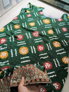 Green Bandhani Print kurti