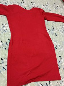 Red Long Sleeve Casual Dress