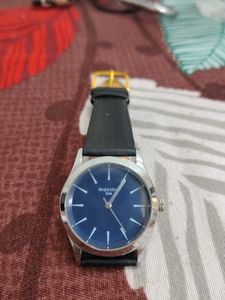 Classic Black Leather Strap Watch