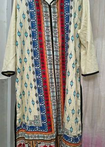 Cream Kurta with Tribal Print