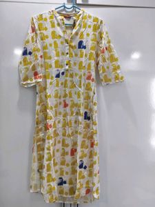 W White Kurti with Yellow Print