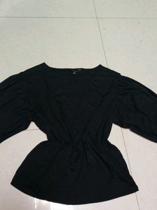 Black Puff Sleeve Top