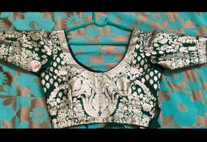 Embroidered Green Silk Blouse