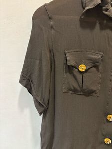 Chic Brown Button-Up Blouse