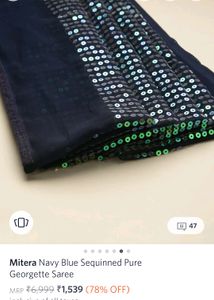 Party Wear Navy Blue Full Sequence Saree With Unstitched Blouse !!!!Price Drop!!!!