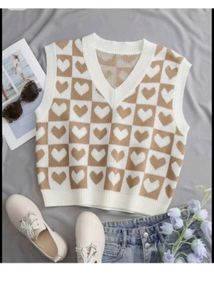 Cozy Heart Pattern Knit Vest