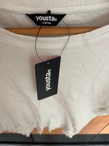 New yousta Ribbed Raw Hem Cropped Top