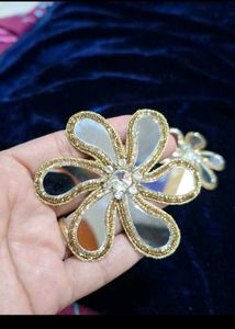 Set of 5 Mirror Work Flower Appliques