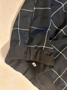 Black Grid Mini Skirt with Side Slit