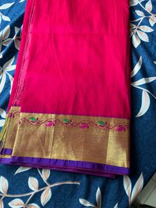 Rani Pink &amp; Royal Blue Paithani  Saree with Blouse