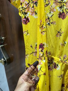 Yellow Floral Wrap Dress