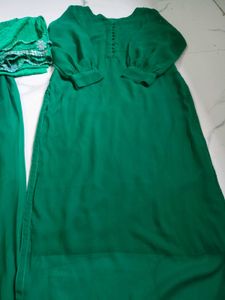 Emerald Green Kurta Palazzo set 3 pcs