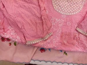 Pink Embroidered Cotton Kurta