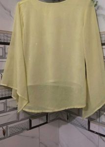 shiny sheer yellow  top