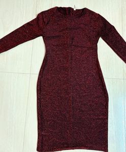Sparkly Maroon Long Sleeve Dress