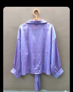 Purple Shimmer Tie-Front Shirt