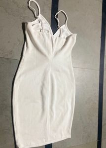 Chic White Ruched Bodycon Dress