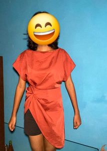 Elegant Rust Colored Draped Dress