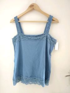 Beautiful Blue Lace Trim Tank Top