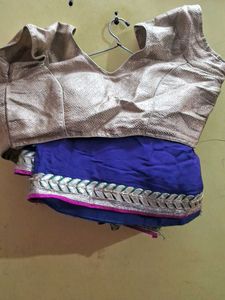 Blue Saree with Gold Blouse