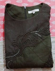 Elegant Green Woolen Dress