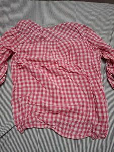 Red Plaid Button-Up Shirt