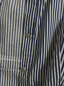 Chic Striped Button-Up Blouse with Lace Collar