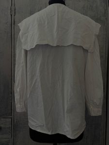 White Button-Up Blouse with Oversized Collar