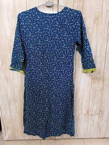 Blue Floral Print Kurta