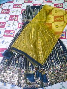 Stylish Navy Blue Embroidered Lehenga Choli Set