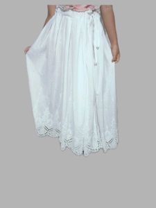 Elegant White Chikankari Skirt