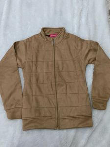 Quilted Suede-Like Zip-Up Jacket