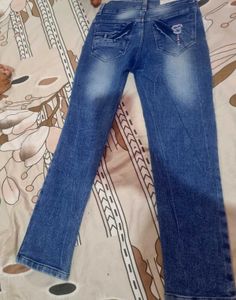 Blue Denim Jeans with Cute Embellishments