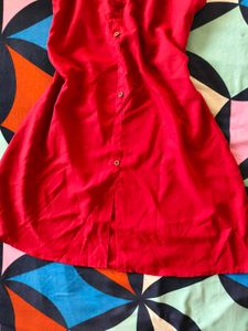 Chic Red Square Neck Dress
