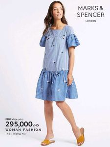 Marks & Spencer Blue Striped Dress