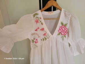 White Embroidered Tiered Maxi Dress