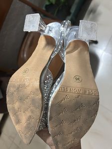 Elegant Silver Embellished Heels