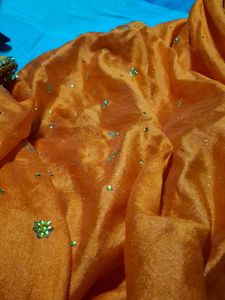 Embellished Orange Saree