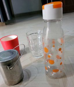 4 Set 2 Big Cups & 1 Water Bottle &  Milk