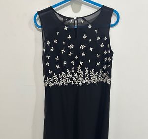 AND Elegant Black Embroidered Maxi Dress/Gown