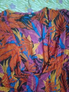 Vibrant Tropical Print Kaftan Top