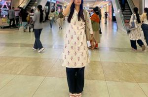 Stylish Printed V- Neck straight Kurta for Women