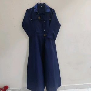 Elegant Blue Kurti with Stylish Buttons