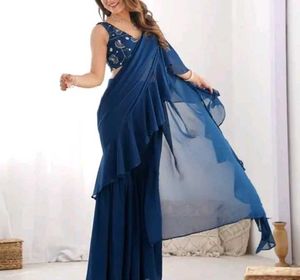 Blue Saree with Designer Blouse
